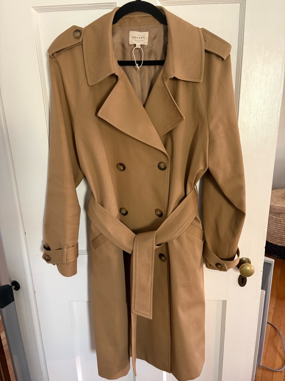 Sezane Scott Trench Coat Camel Size 10 42 - Picture 2 of 13